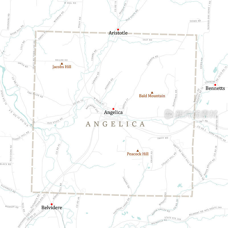 纽约Allegany Angelica矢量路线图